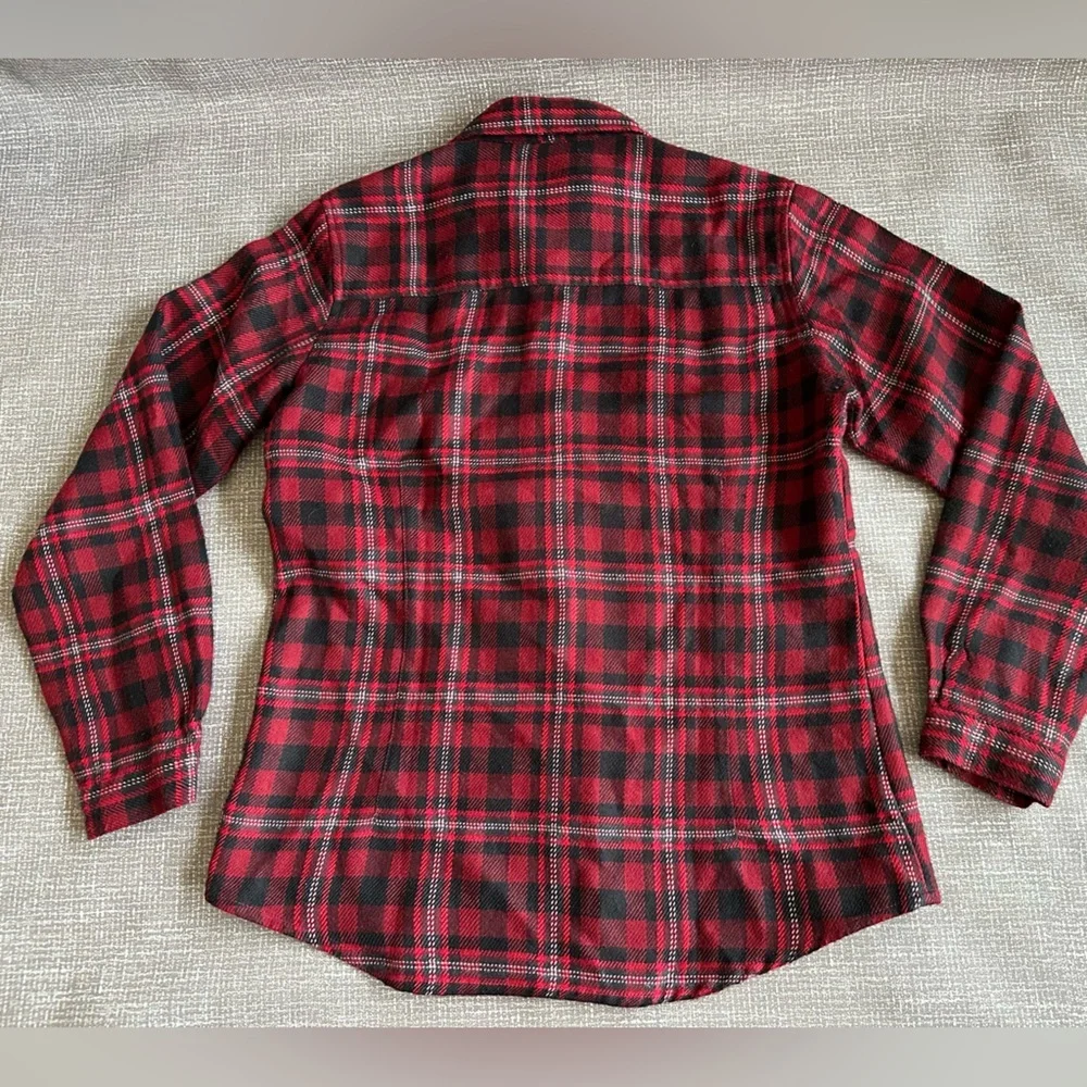 Woolrich Women’s Long sleeve Deep Ruby Plaid Soft Button Up Shirt size Small - Picture 2 of 12